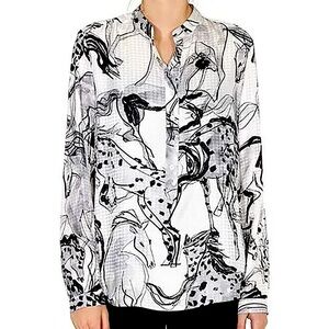 STELLA McCARTNEY “Stefanie horses” silk blouse (IT 48)
